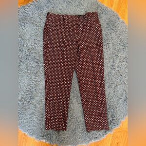 Theory Burgundy Geometric Print Wool Pants Size 8